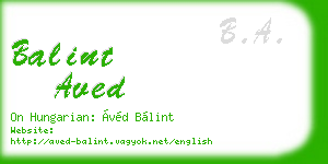 balint aved business card