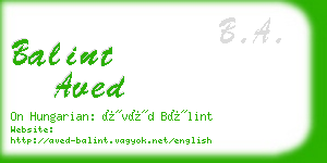 balint aved business card